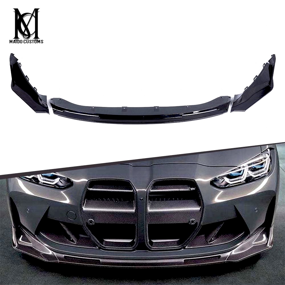 BMW G80/G82 M3 M4 V Style Gloss Black Front Bumper Lip 2021+