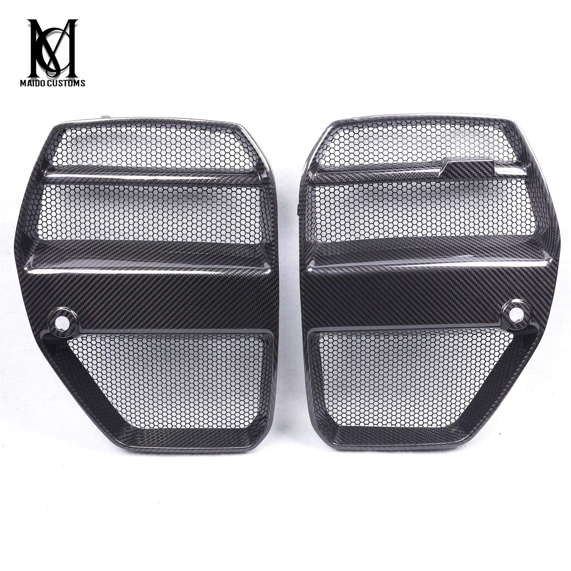 BMW G80 G82 M3 M4 V Type Carbon Mesh Net Front Grille Trims 2021+