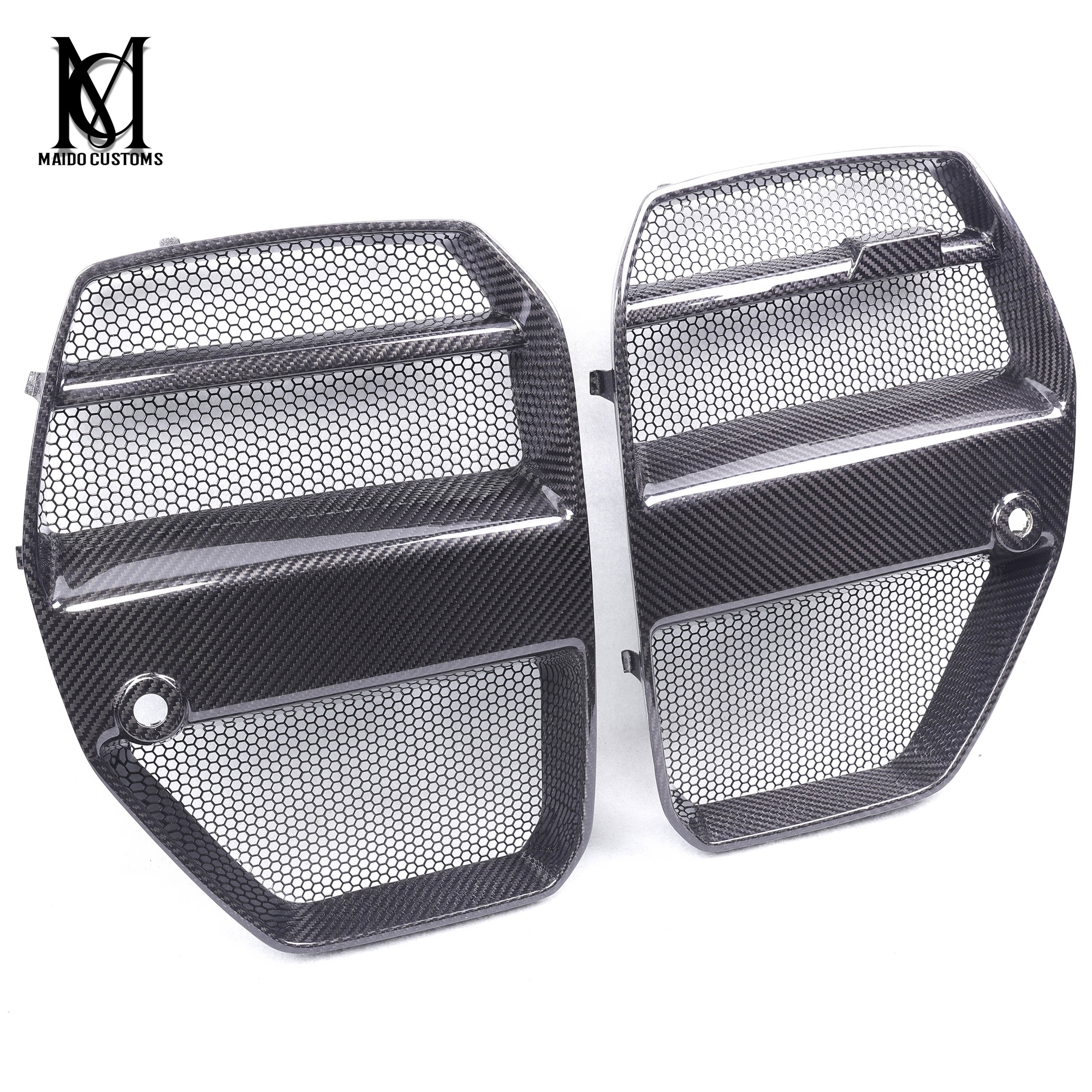 BMW G80 G82 M3 M4 V Type Carbon Mesh Net Front Grille Trims 2021+
