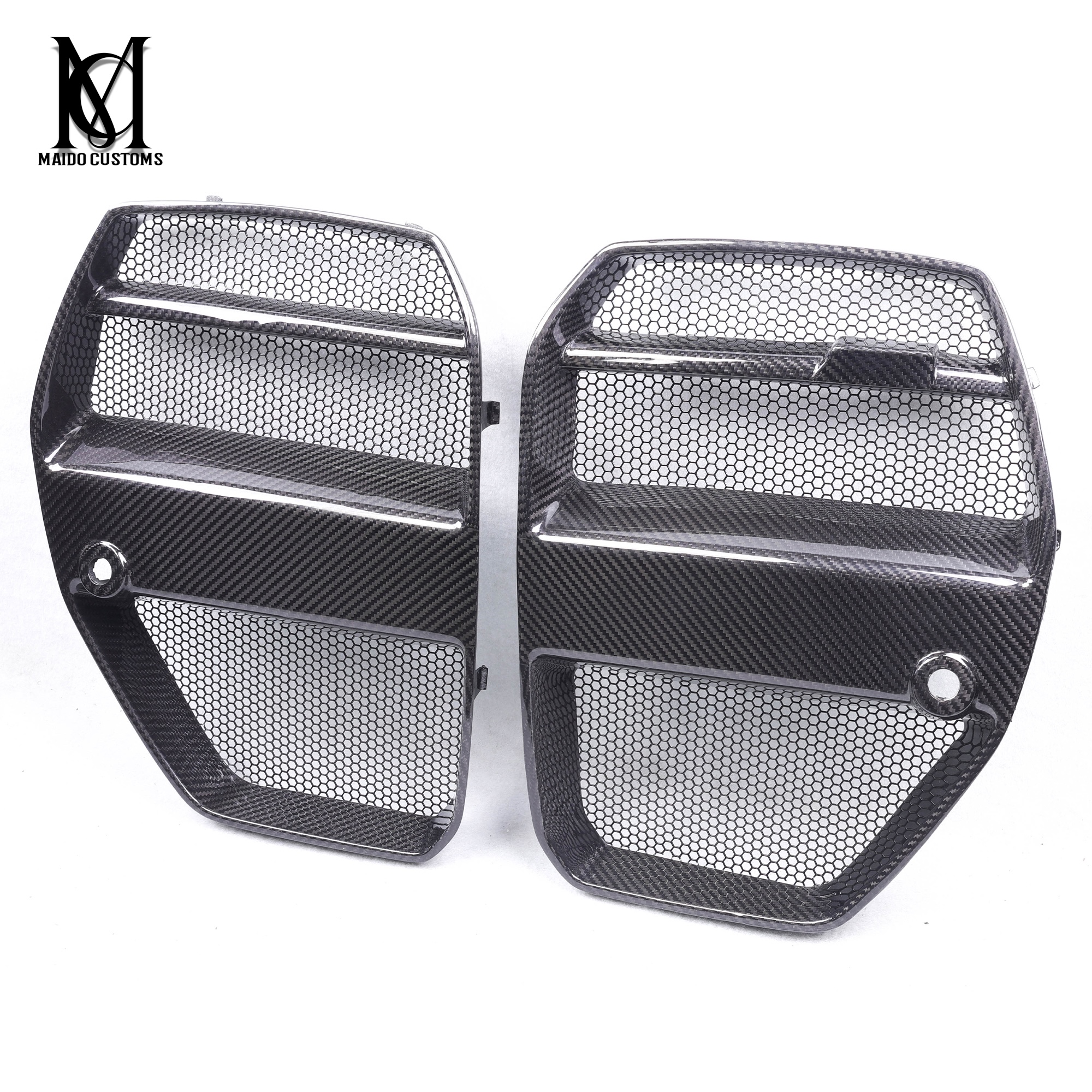 BMW G80 G82 M3 M4 V Type Carbon Mesh Net Front Grille Trims 2021+