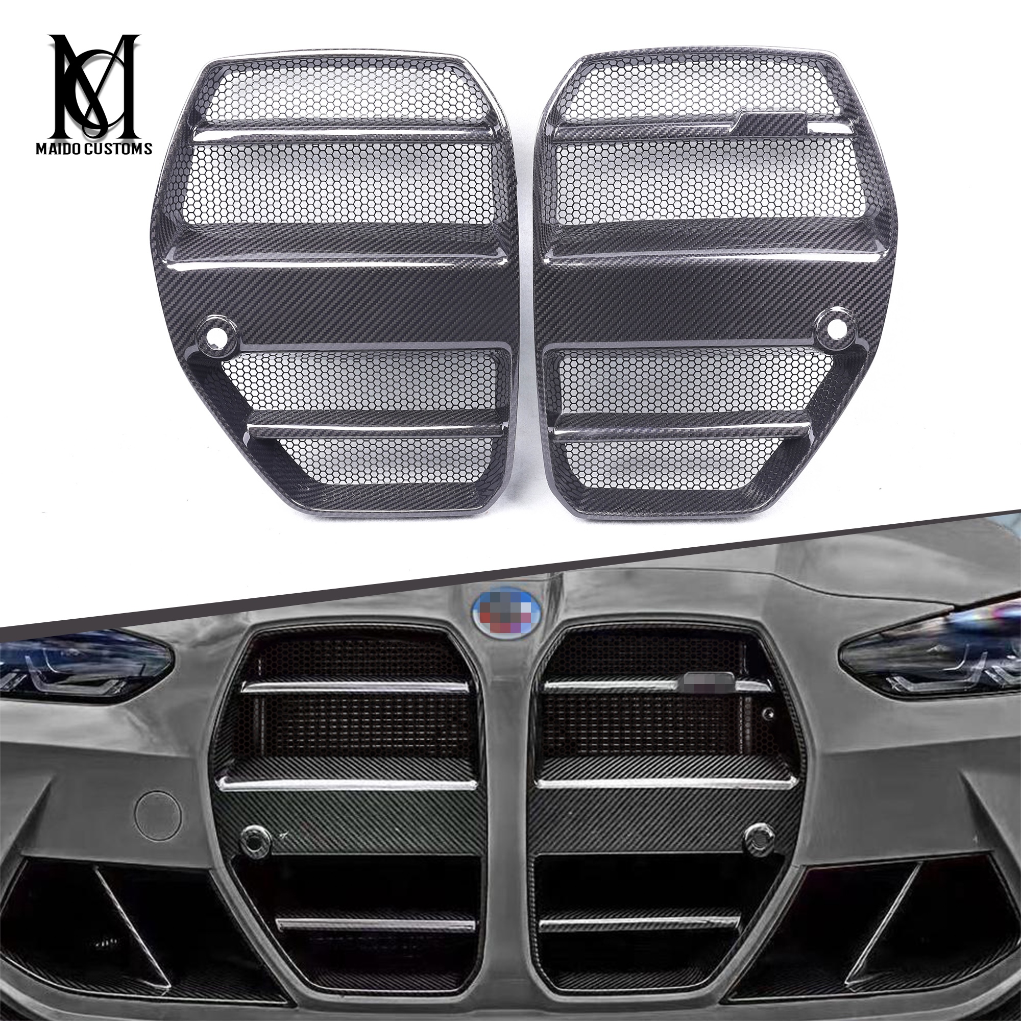 BMW G80/G82 M3 M4 ST Type Carbon Mesh Net Front Grille 2021+